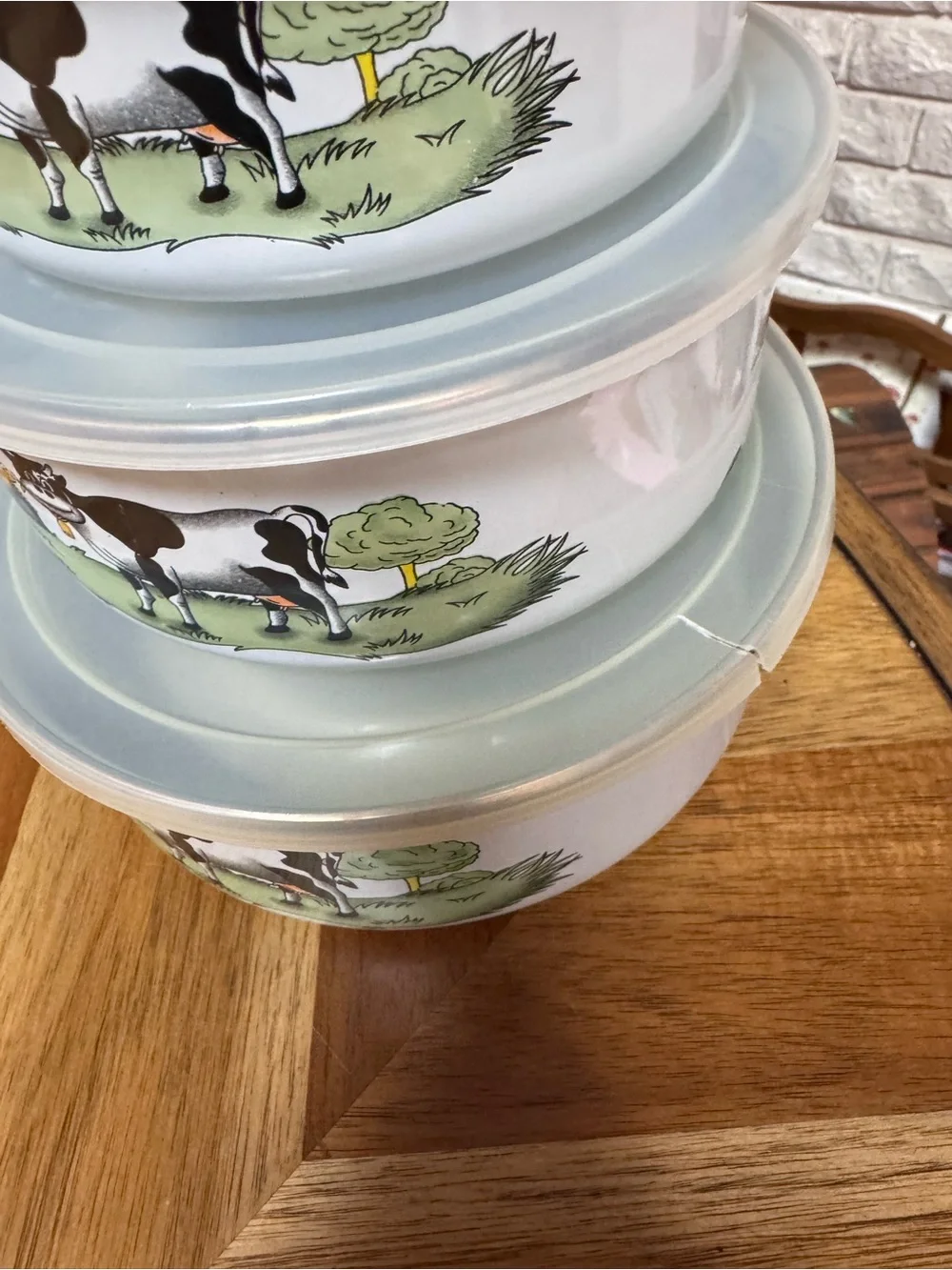 Cow Mixing Bowls with Lids-Set of 5